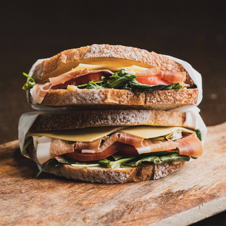 Focaccia al vapore farcita con mortadella e pistacchi